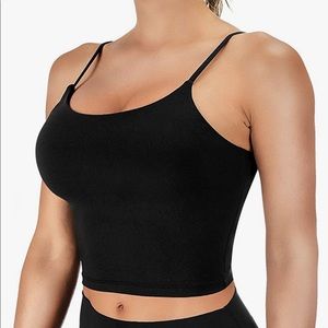 Black crop top with built in bra size small